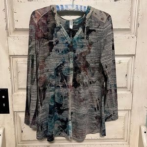 CUBISM Los Angeles Multi-Color Hooded Knit Tunic Top Size M